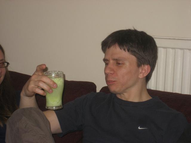 Josh stupidly continuing to drink the concoction