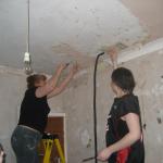 Mum and Andy helping out ... the ceiling really was a beast
